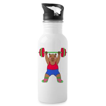 Cute Gym Capybara –Funny Workout Gift - Water bottle with straw - white - Right