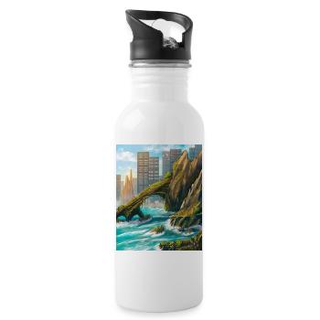 Rocky Arch und Stadtküste - Trinkflasche mit integriertem Trinkhalm - Weiß - Rechts