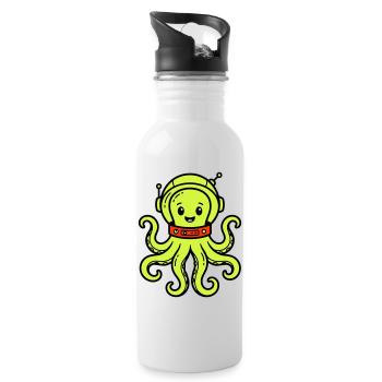 Niedlicher Alien - Trinkflasche mit integriertem Trinkhalm - Weiß - Rechts