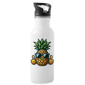 Cool Pineapple Fruity Summer Sunglasses - Water bottle with straw - white - Right