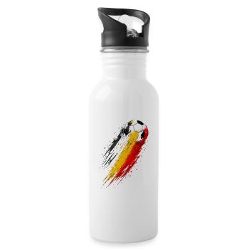 Fußball Belgien Trikolore Drag - Trinkflasche mit integriertem Trinkhalm - Weiß - Rechts