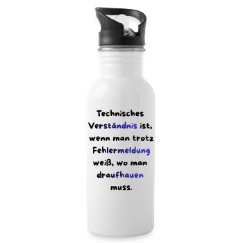 Instandhaltung T-Shirt Lustiges Geschenk Handwerk! - Trinkflasche mit integriertem Trinkhalm - Weiß - Rechts