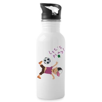 kleiner Junge mit Fußball - Trinkflasche mit integriertem Trinkhalm - Weiß - Rechts