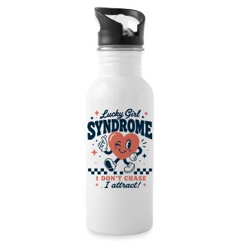 Lucky Girl Syndrome Attract Design - Trinkflasche mit integriertem Trinkhalm - Weiß - Rechts