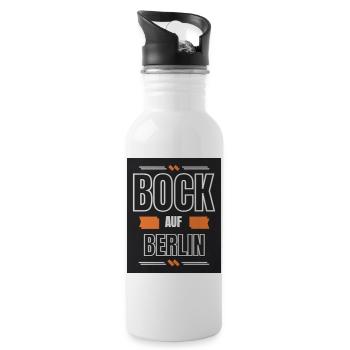 Bock auf Berlin – Retro Typo Shirt - Trinkflasche mit integriertem Trinkhalm - Weiß - Rechts