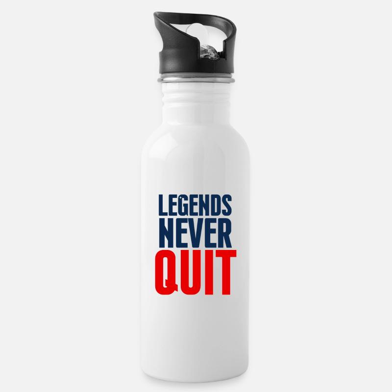 Legends Never Quit Bold - Water bottle with straw - white