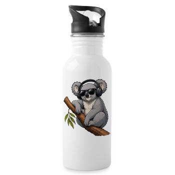 Cooler Koala mit Kopfhörern und Sonnenbrille  - Trinkflasche mit integriertem Trinkhalm - Weiß - Rechts