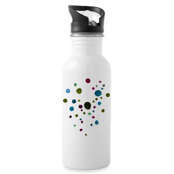 Dots Pattern - Dark Colors / Watercolor - Water bottle with straw - white - Right