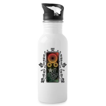 Reggae Sound System Glow - Trinkflasche mit integriertem Trinkhalm - Weiß - Rechts