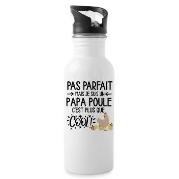 Poulet et poussins pastel - Gourde avec paille intégrée - blanc - Droite