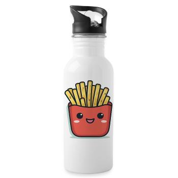 Dessin animé Kawaii French Fries - Gourde avec paille intégrée - blanc - Droite