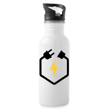 Elektriker Stecker Energie Blitz Logo - Trinkflasche mit integriertem Trinkhalm - Weiß - Rechts