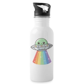 Ufo - Trinkflasche mit integriertem Trinkhalm - Weiß - Rechts