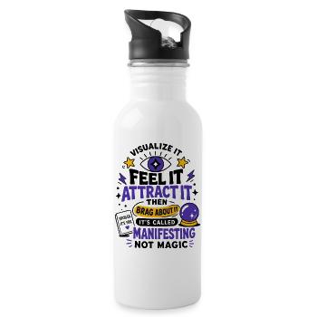 Feel It Attract It Manifesting - Water bottle with straw - white - Right
