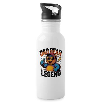 Dad Bear Legend: Colorful Sunglasses Bear - Water bottle with straw - white - Right