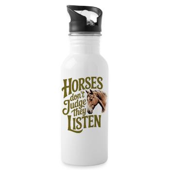 Horses listen - Water bottle with straw - white - Right