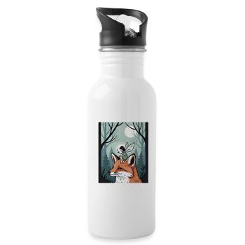 Magische Fee und Fuchswald-Feenkern - Trinkflasche mit integriertem Trinkhalm - Weiß - Rechts