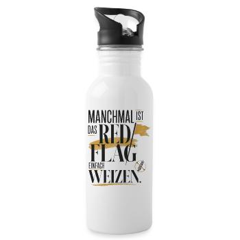 Manchmal ist das Red Flag einfach Weizen - Trinkflasche mit integriertem Trinkhalm - Weiß - Rechts