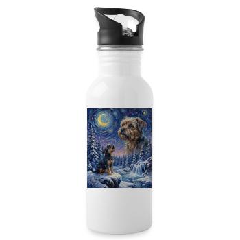 Howling to the Moon Meme Animal Dog Monkey Pinscher - Water bottle with straw - white - Right