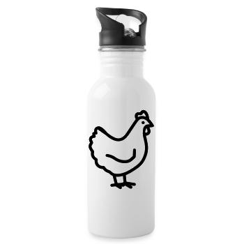 chicken - Water bottle with straw - white - Right
