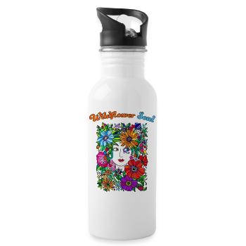 Wildflower Soul Hippie groovy des années 70 - Gourde avec paille intégrée - blanc - Droite