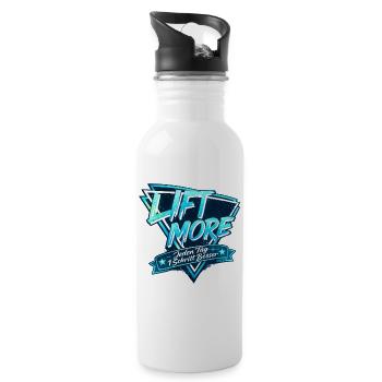 Lift More – Jeden Tag Schritt Besser - Trinkflasche mit integriertem Trinkhalm - Weiß - Rechts