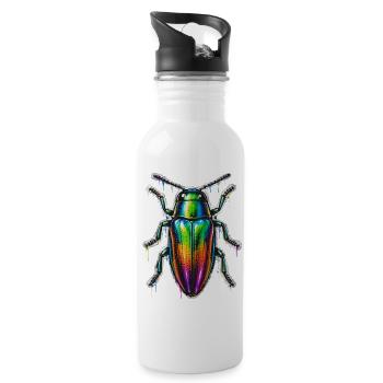 Schillerndes Insekt in Regenbogenfarben Graffiti - Trinkflasche mit integriertem Trinkhalm - Weiß - Rechts