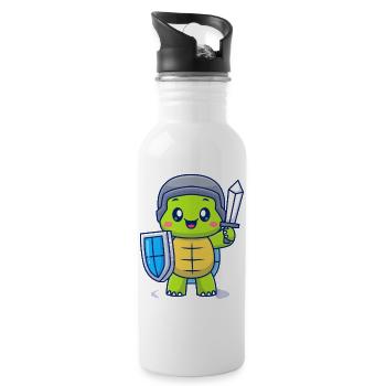 Brave Chevalier Tortue - Gourde avec paille intégrée - blanc - Droite