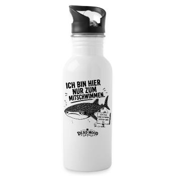 Ich bin hier nur zum mitschwimmen. Kein Plan... - Trinkflasche mit integriertem Trinkhalm - Weiß - Rechts