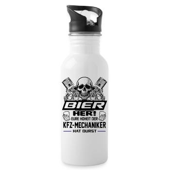 Bier König KFZ Mechaniker Automechaniker Schädel - Trinkflasche mit integriertem Trinkhalm - Weiß - Rechts