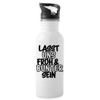 Lasst uns froh und bunter sein Shirt - Trinkflasche mit integriertem Trinkhalm - Weiß - Rechts