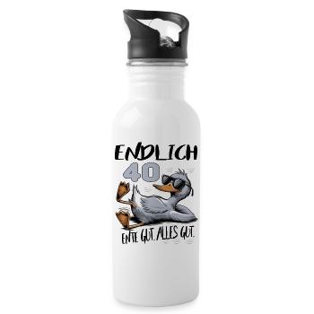 Geburtstag Ente Gut Alles Gut 40 Jahre - Trinkflasche mit integriertem Trinkhalm - Weiß - Rechts