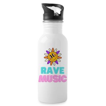 Sunshine Rave Music Neon Design - Water bottle with straw - white - Right