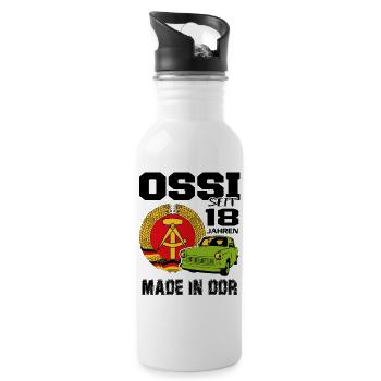 Geburtstag DDR Ossi Ost Produkt 18 Jahre - Trinkflasche mit integriertem Trinkhalm - Weiß - Rechts