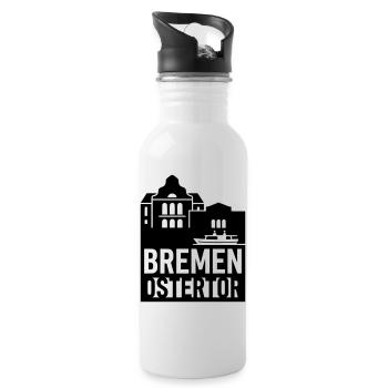 bremen ostertor - Trinkflasche mit integriertem Trinkhalm - Weiß - Rechts