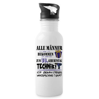 30. Geburtstag Handwerker Technik Werkzeug - Trinkflasche mit integriertem Trinkhalm - Weiß - Rechts