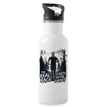 Trail Running - The Real Race Starts After Sunset - Water bottle with straw - white - Right