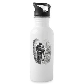 The Future Is Human and Machine – AI & Robot Futur - Water bottle with straw - white - Right
