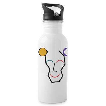 Visage géométrique coloré joyeux - Gourde avec paille intégrée - blanc - Droite