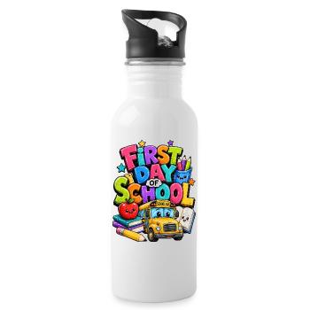 First Day of School Bus - Water bottle with straw - white - Right