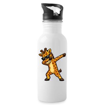 Dabbing Giraffe - Trinkflasche mit integriertem Trinkhalm - Weiß - Rechts