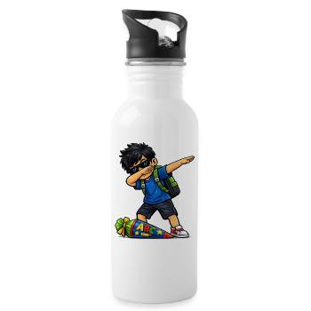 Dabbing ABC-Schütze schwarze Haare - Trinkflasche mit integriertem Trinkhalm - Weiß - Rechts