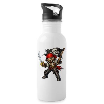 Pirat mit rotem Kopftuch - Trinkflasche mit integriertem Trinkhalm - Weiß - Rechts
