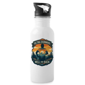 Ultra-Trailrunning – Hölle und Rücken - Trinkflasche mit integriertem Trinkhalm - Weiß - Rechts