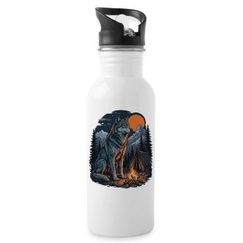 Hiking Wolf – Outdoor-Abenteuer - Trinkflasche mit integriertem Trinkhalm - Weiß - Rechts