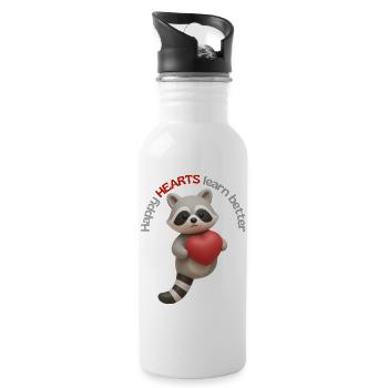 Happy Hearts learn better - Trinkflasche mit integriertem Trinkhalm - Weiß - Rechts