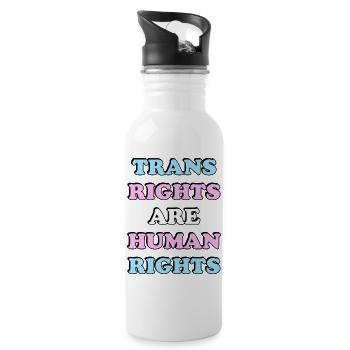 Trans Rights Are Human Rights - Water bottle with straw - white - Right