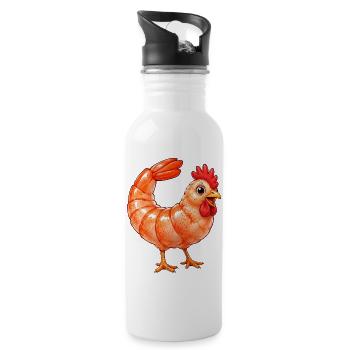 Lustiges Huhn und Henne Cartoon Comic - Trinkflasche mit integriertem Trinkhalm - Weiß - Rechts