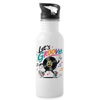 Let's Groove Schallplatte Retro Musik Design   - Trinkflasche mit integriertem Trinkhalm - Weiß - Rechts