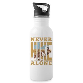 Mountains - Never Hike Alone - Water bottle with straw - white - Right